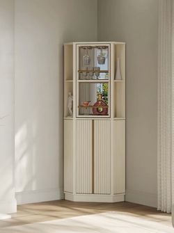 Corner storage Cabinet with Glass Rack