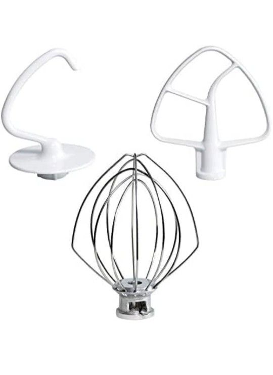 Funmit Mixers Accessories K45WW Wire Whip K45DH Dough Hook K45B Coated Flat Blade Paddle with Scraper Replacement for Kitchen Tilt-Head Aid Stand Mixe