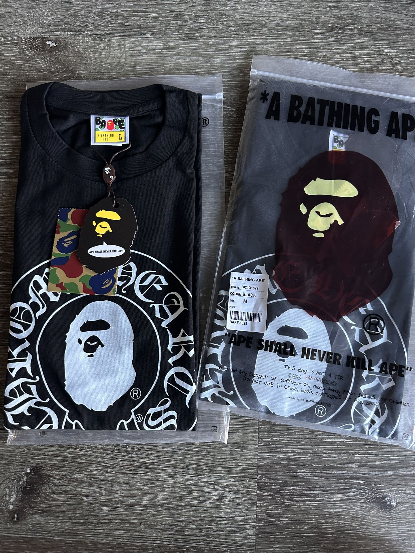 Black Chrome Heart Bape Tees