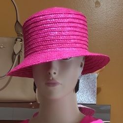 Ladies Fuchsia Straw Hat