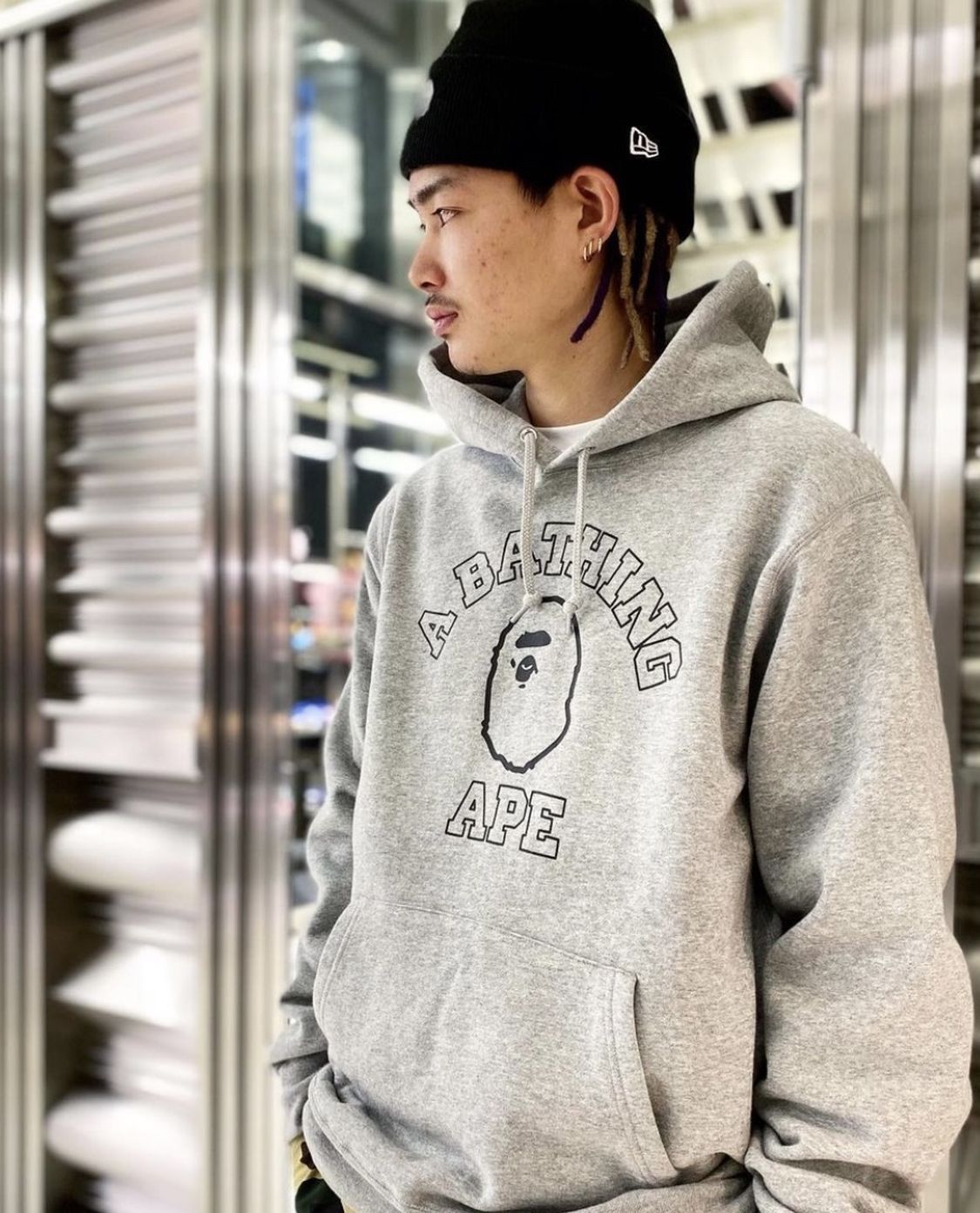 BAPE Grey Head Hoodie L