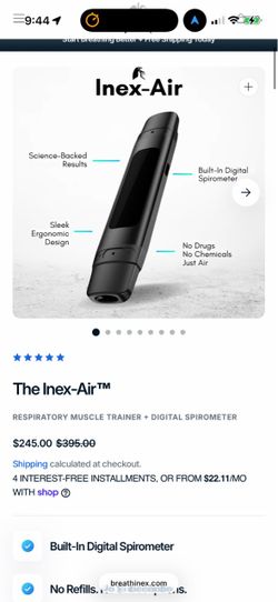 Inex-Air RESPIRATORY MUSCLE TRAINER + DIGITAL SPIROMETER, New