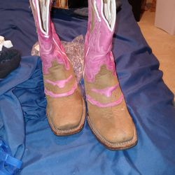 Pink And Brown Cowgirl Boots Size 7