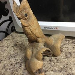 ADORNO ANTIGUO DE MADERA DISEÑO LECHUZA