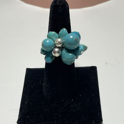 Clustered Turquoise Beaded Ring