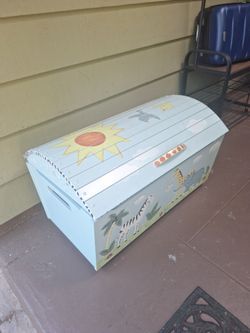 Hand painted solid wood toy chest