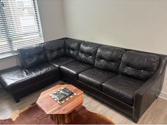 Large Black Leather L-Shaped Sectional Sofa | Ashley | Excellent Condition | $400
