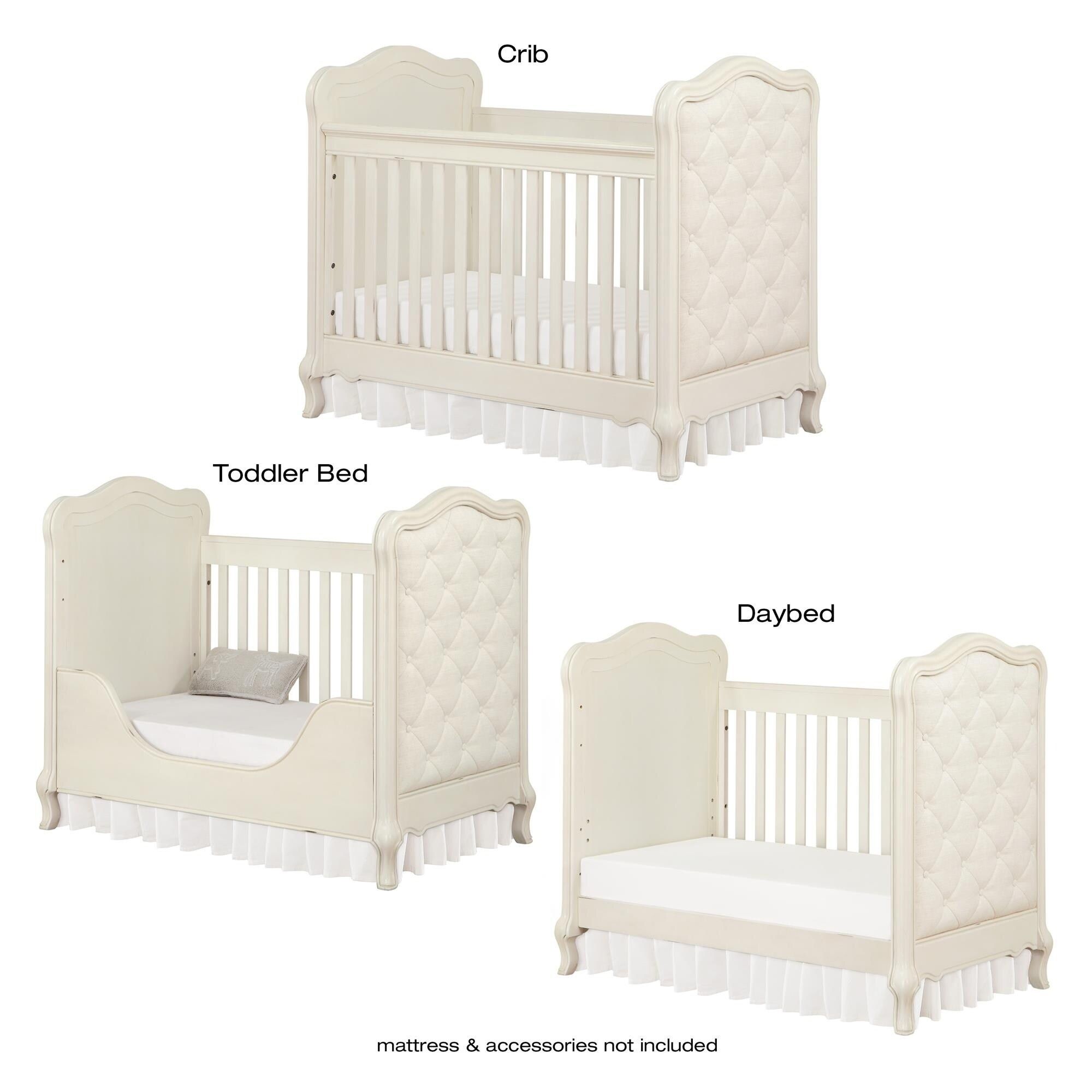 Bertini Tinsley, Antique White In Upholstered Baby Crib