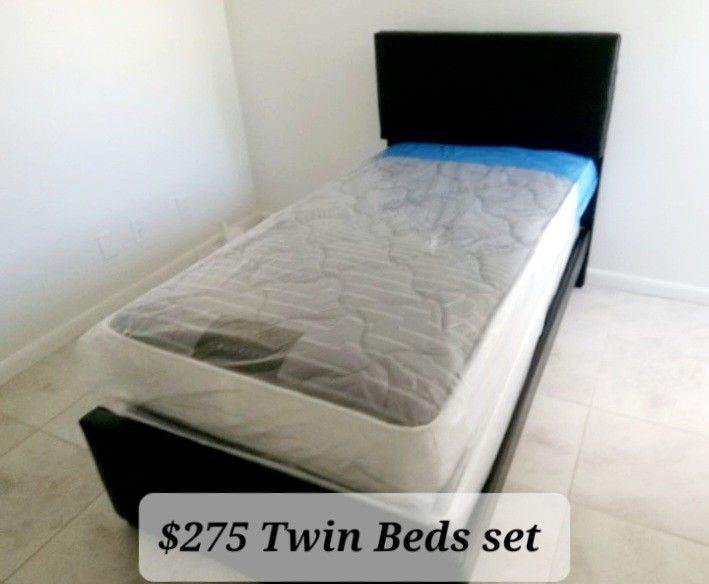 $275 Twin Bed Frame With Mattress And Boxspring Brand New Free Delivery