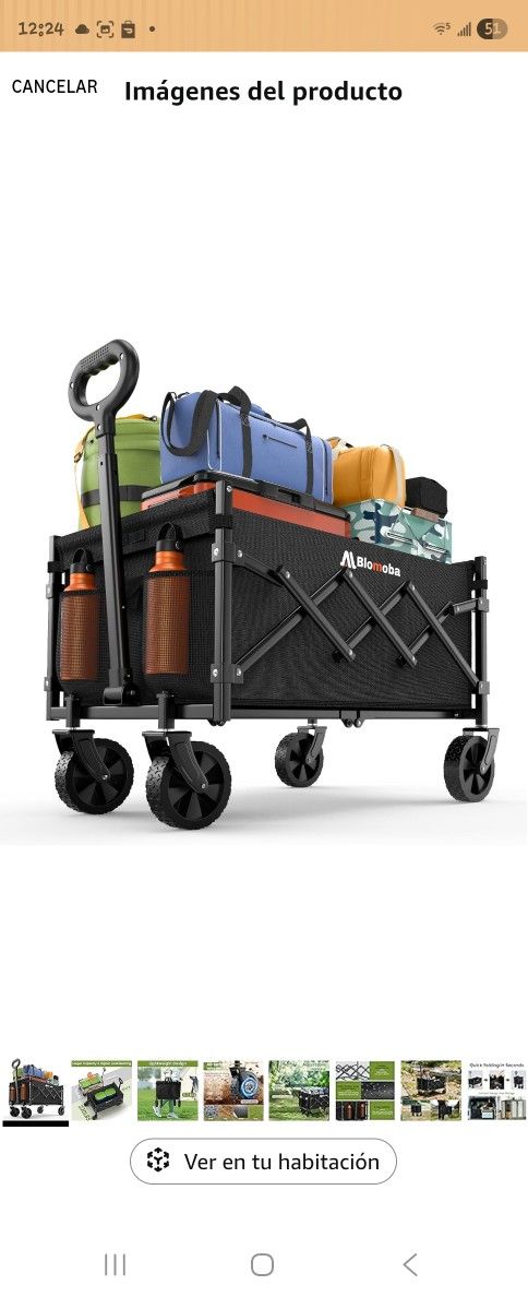 Carro plegable con ruedas, carrito de 220 libras, carrito plegable con mango flexible, ligero, portátil, plegable, carrito de compras para comestibles