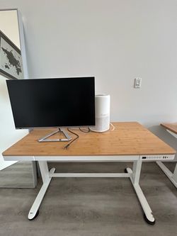 2 Electric Standing Desk with Bamboo Top & USB Charging