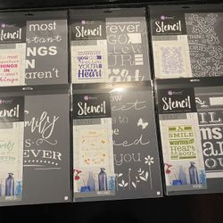 Lot of 6 Prima Marketing Stencils 9.5"X12"
