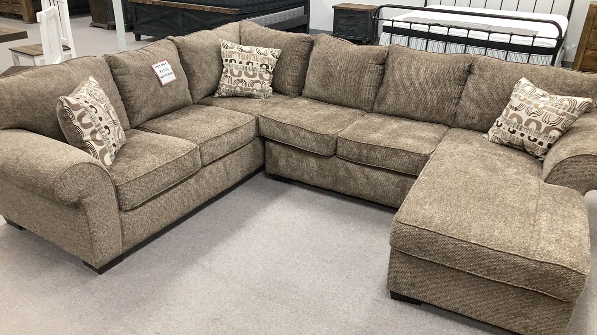 Brand New Jesse Coco Sectional With Reversible Ottoman! Low As $39 Down!! No Credit Needed!