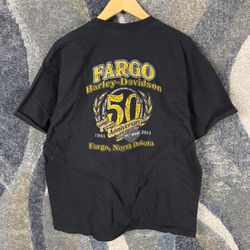 Harley Davidson Fargo 50th Anniversary T-Shirt Mens XL Black