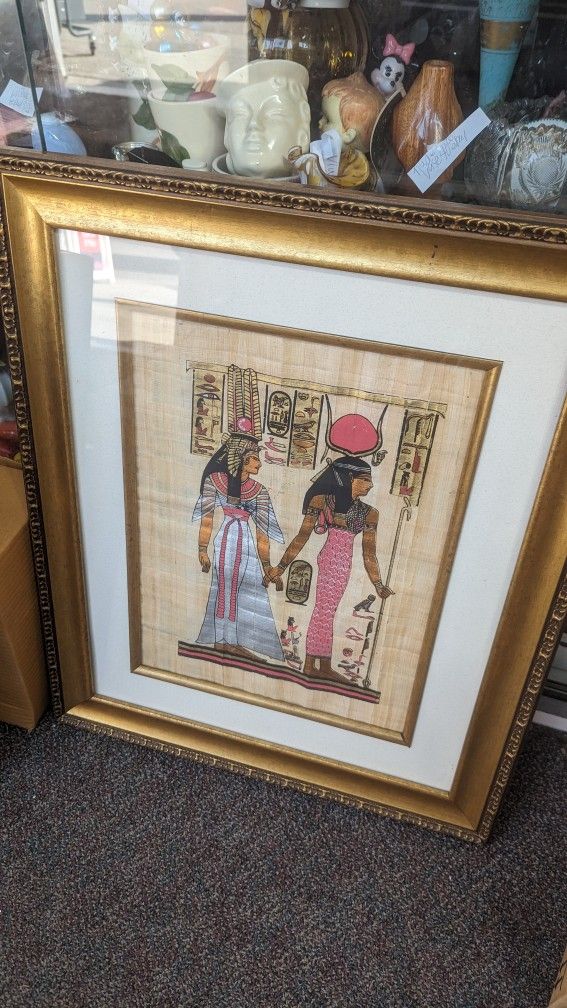 Vintage Egyptian Art Work Picture Boho Decor 20 By 24 
