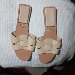 "ZARA" Dressy Flat Sandals Sz. 8 Ladies Gently Worn