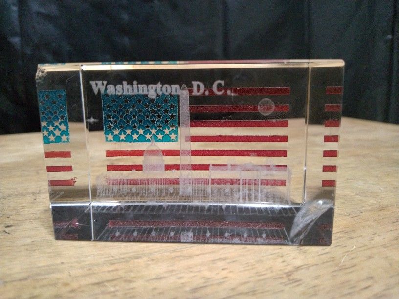 Mini 3D DC Flag Laser Paperweight.