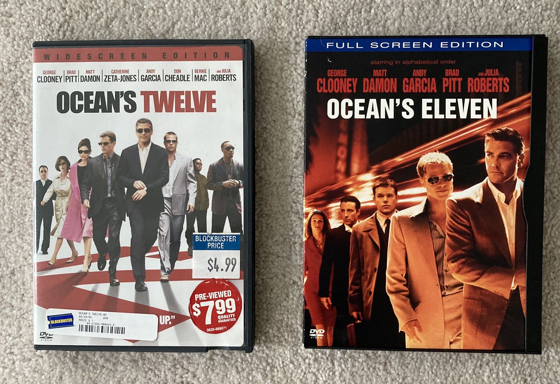 Set Of Both Oceans Twelve And Oceans Eleven DVDs.