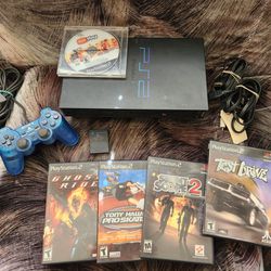 Sony Ps2 Fat W Clear Remote All Cords and Games "Works Great" 