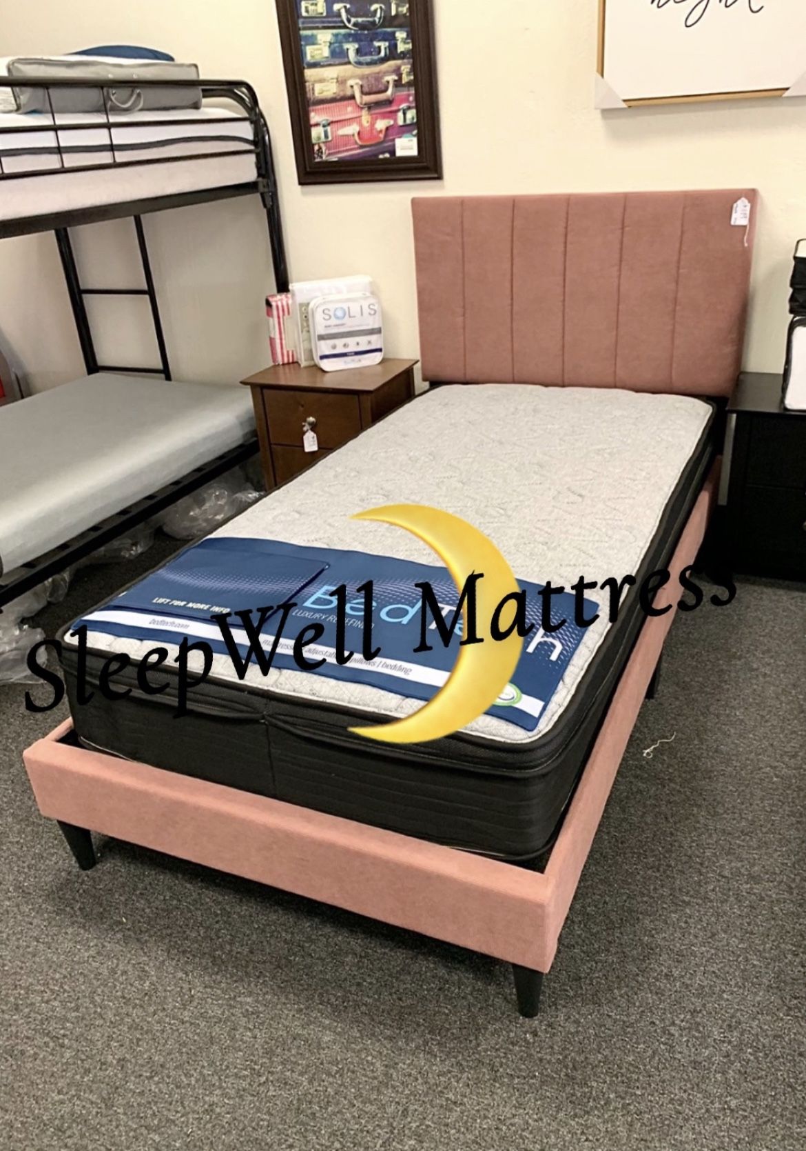 Twin Size Bed Frame With Pillow Top Mattress Included