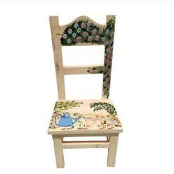 Light Wood Handpainted Doll Chair 13" Dolls