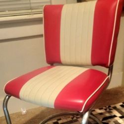 Vintage Red And White Leather Chair