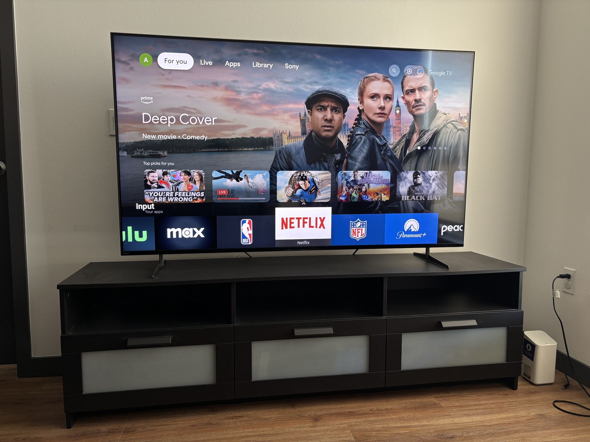 Sony 65” X90K TV with IKEA Brimnes TV Stand