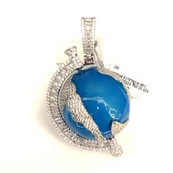 925 Sterling Silver CZ World Pendant 33.20g 200716/6