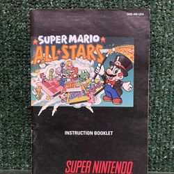 Super Mario All- Stars Super Nintendo 1993 SNES Authentic  Instruction Manual Book .