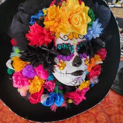 Large Sombrero Day Of The Dead Wreath