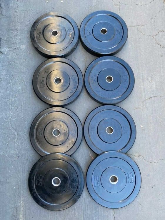 NEW Bumper Plates, Rubber Olympic Weights, Home Gym Weight Set, Folding Squat Rack, Adjustable FID Bench Press, Stall Mats, Rubber Flooring
