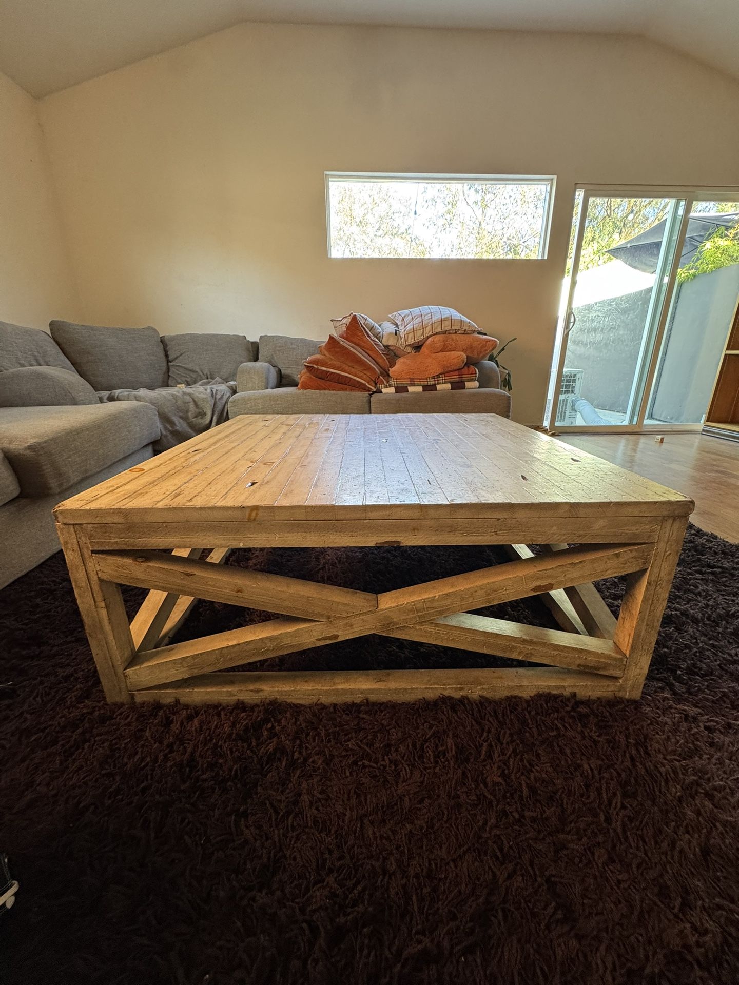 Farmhouse Rustic Coffee Table Square Wooden