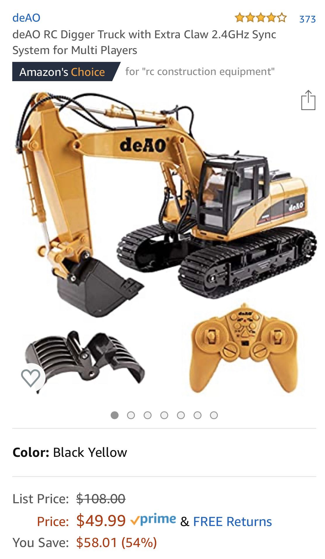 Brand new deAO RC Digger Truck with Extra Claw 2.4GHz Sync System for Multi Players(pick up only)