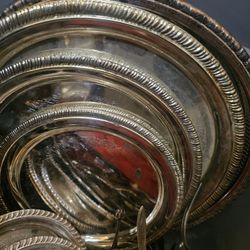 Antique Silverware Trays And Cups