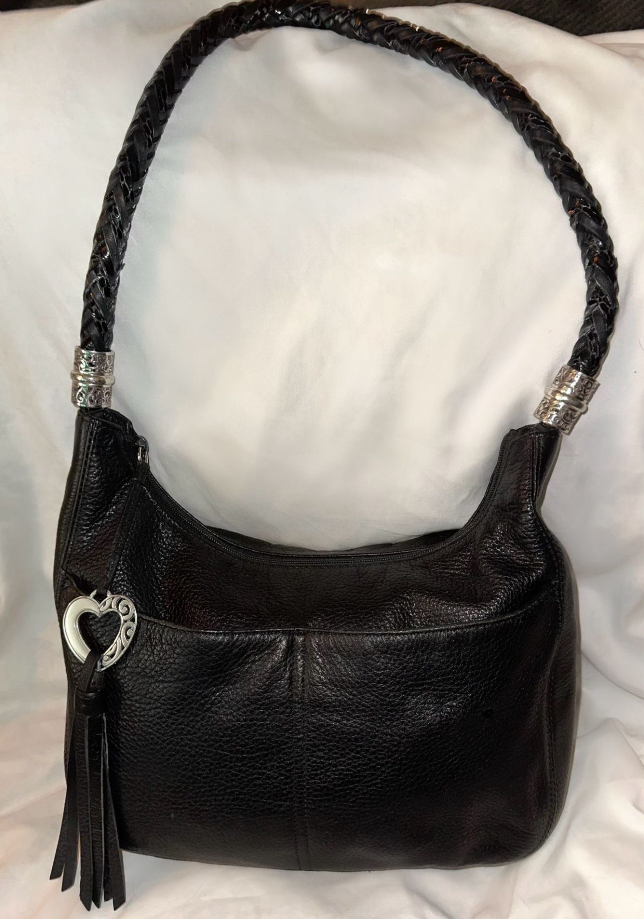 Brighton Barbados Ziptop Black Hobo Bag Purse