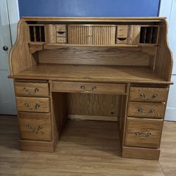 A A LAUN executive roll top desk golden oak
