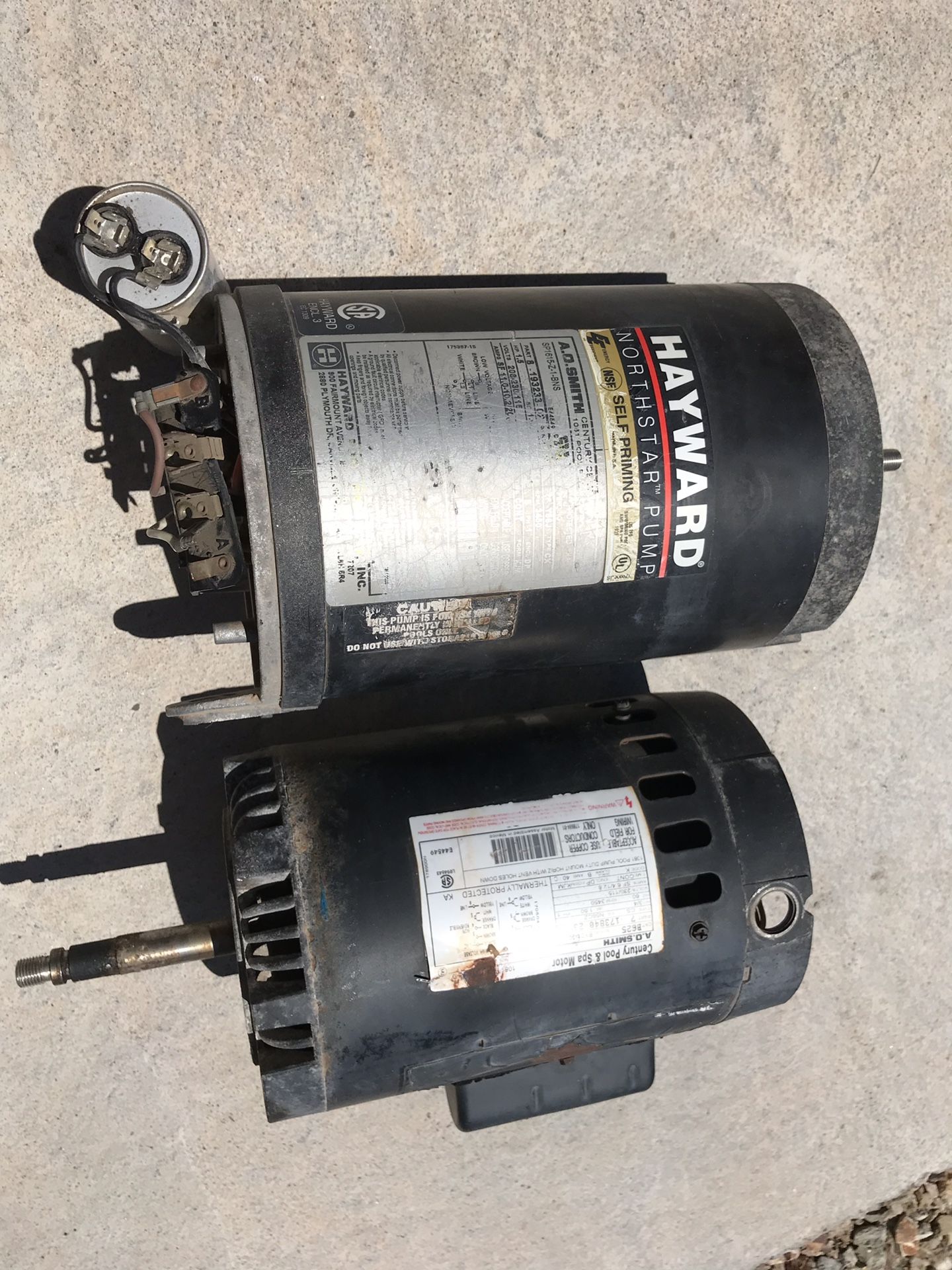 HAYWARD NORTHSTAR 1.5 HP & CENTURY POOL & SPAS 3/4 HP POOL PUMPS FOR PARTS ($59) OBO