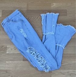 Light Wash Distressed Flare Jeans