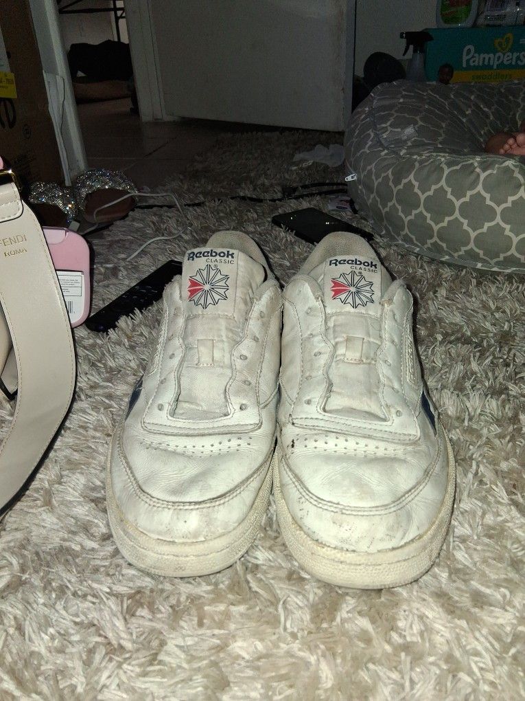 1987 - Reebok Club C 85 Classic White/Navy - Men Size 10