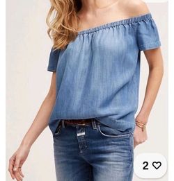 Cloth & Stone  XL Women's Off-Shoulder Chambray Top