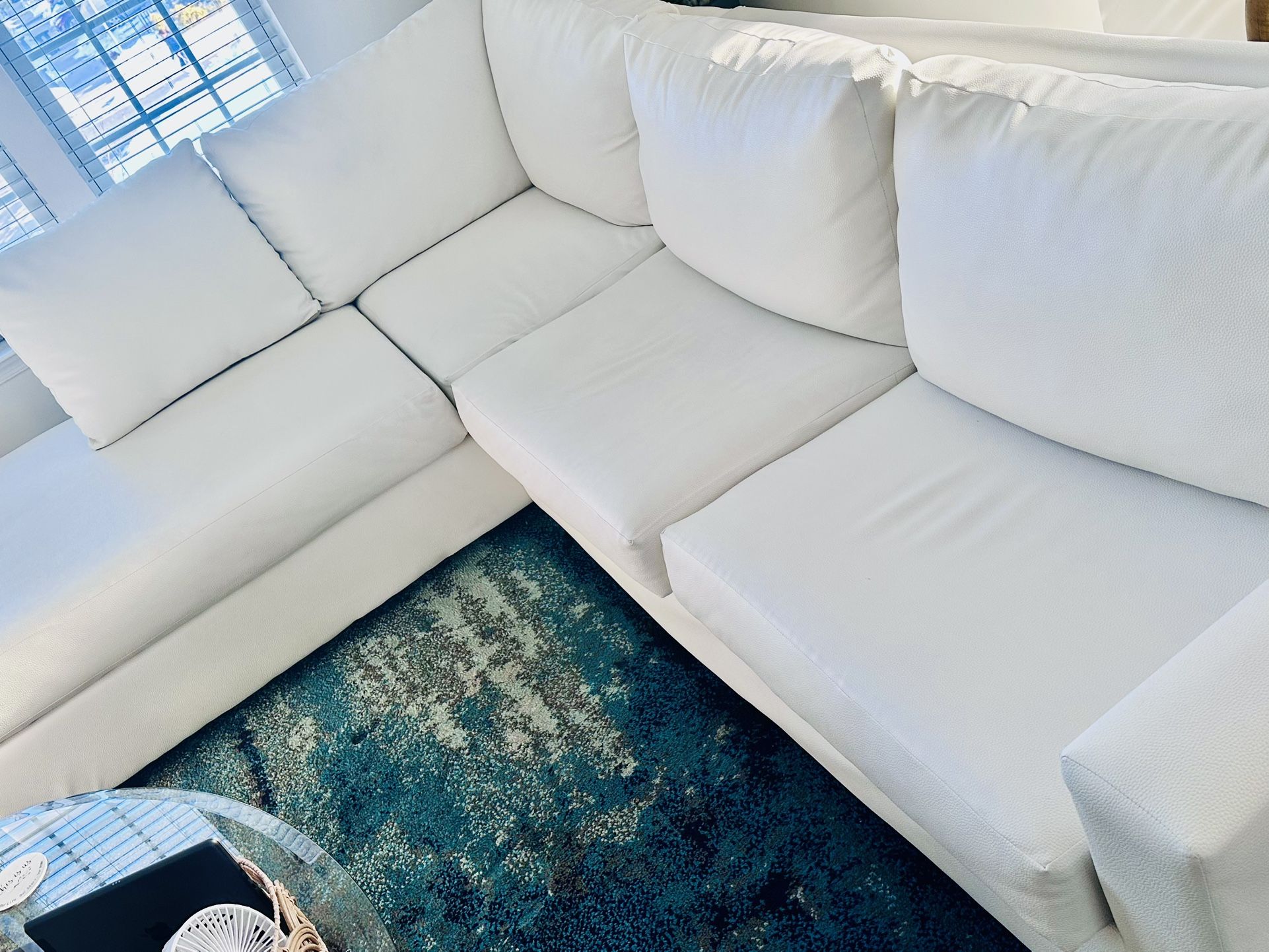 White leather sectional