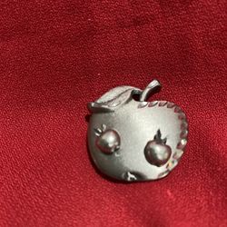 Vintage Pewter Apple Pin and Earrings