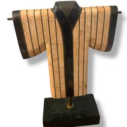 C.1980’s Maitland-Smith Tessellated Stone “Kimono” With Inlaid Brass Banded 