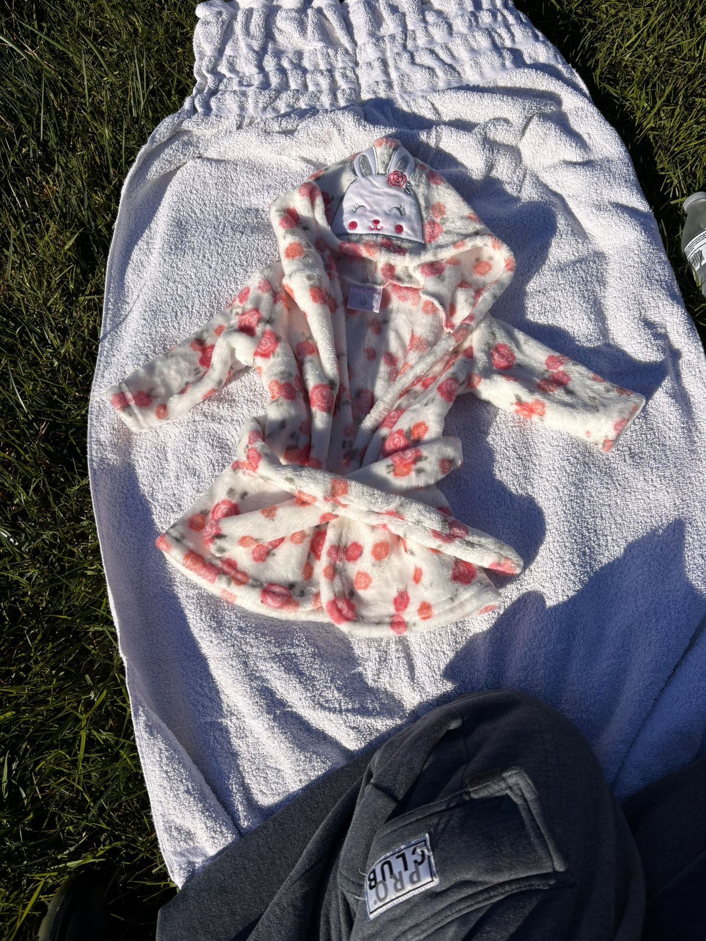 Pink And White Fuzzy Rabbit Robe