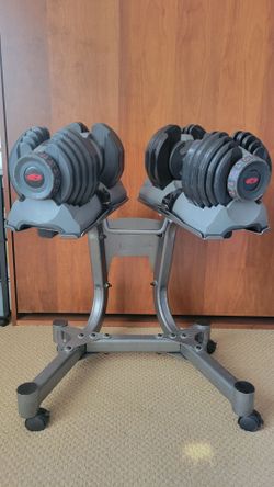 Bowflex Adjustable Dumbells and Dumbell Stand