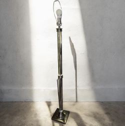 Vintage Italian Glass and Chrome Column Floor Lamp