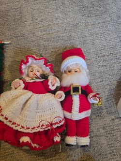 Handmade Crochet Santa and Mrs. Claus Dolls