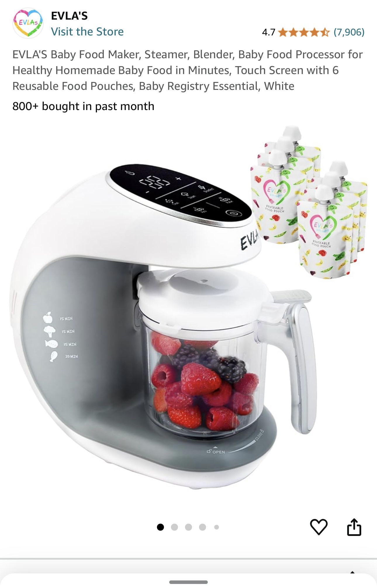 EVLA'S Baby Food Maker, Steamer, Blender, Baby Food Processor