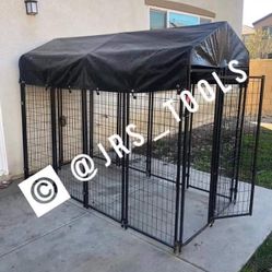 Large Welded Wire Steel Dog Run Kennel Cage Jaula New! 