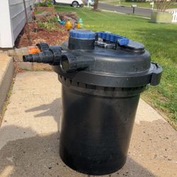 1200 gallon per hour pond filter works great just needs a new uvb bulb which u can get from amazon